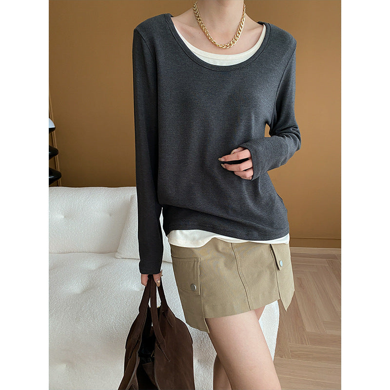 Women's long-sleeve shirt with wide neckline Chic & Stil