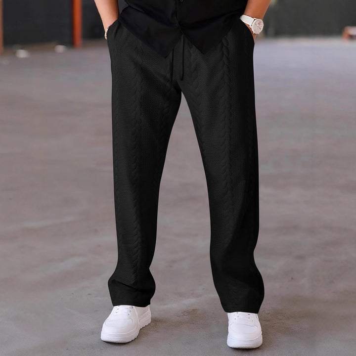 Men's stretch leisure pants with drawstring and textured design Lune London
