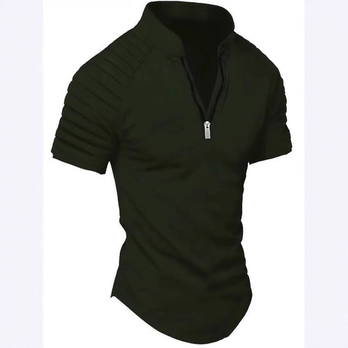 Short Sleeve Sports T-Shirt for Men with Structured Zipper Chic and Style