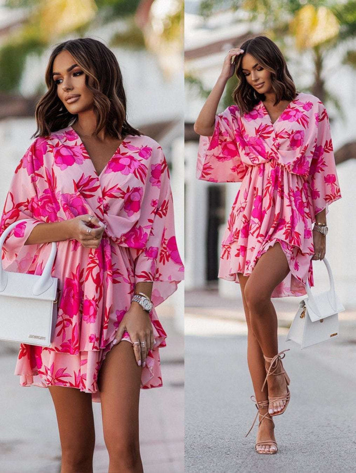 Chic Layered Mini Floral Dress