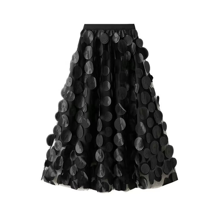 Elegant tulle skirt for women with 3D flower appliqués Lune London
