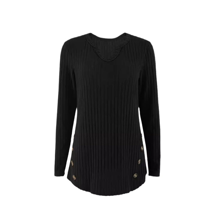 Women knit top with button details and V-neck Lune London