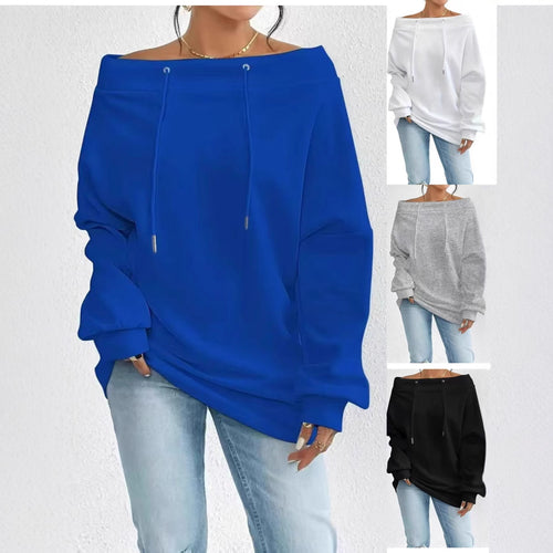 Oversized sweatshirt for women with casual neckline and off-shoulder Lune London