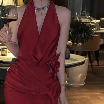 Women Elegant Wrap Dress with Deep V-Neck and Ruffle Details Lune London