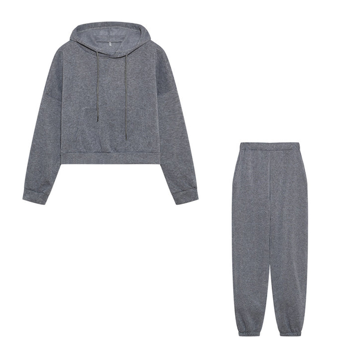 Ensemble de sweat à capuche crop sportif pour femmes et pantalon de jogging Chic & Stil
