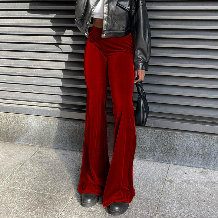 Elegant high-waisted flared pants for women in smooth material Lune London