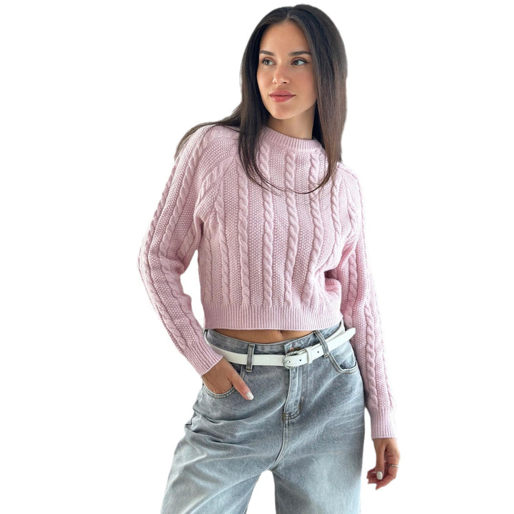 Knitted women’s sweater with twisted pattern and loose fit Lune London