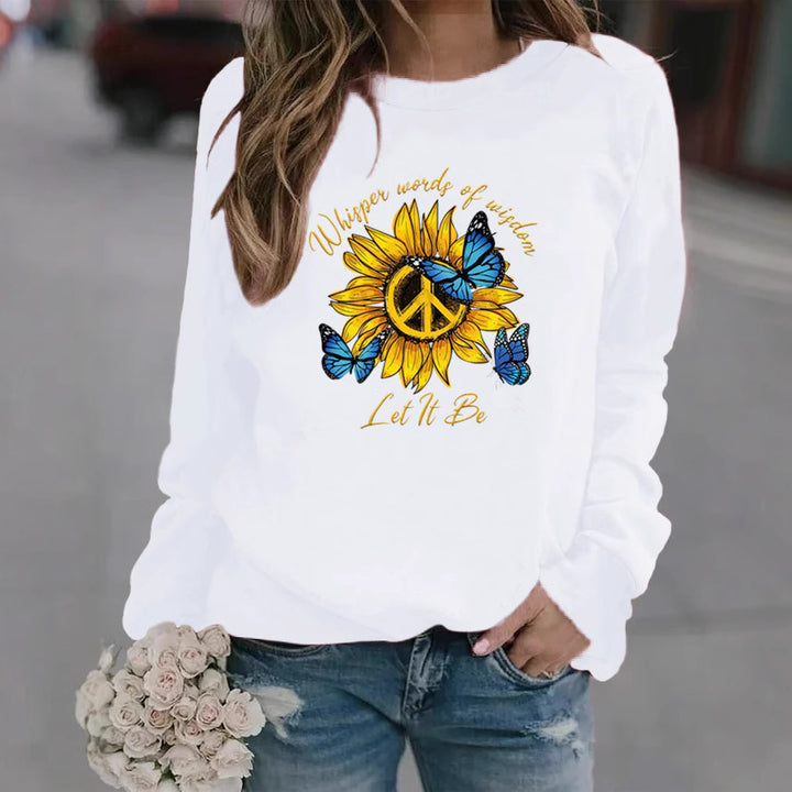 Sweat-shirt pour femmes avec design artistique de tournesol et de papillon Chic & Stil