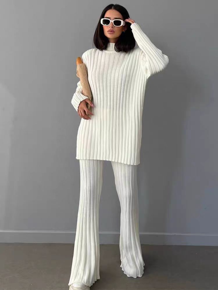 Women Elegant Knitted Set with Rib Structure Lune London