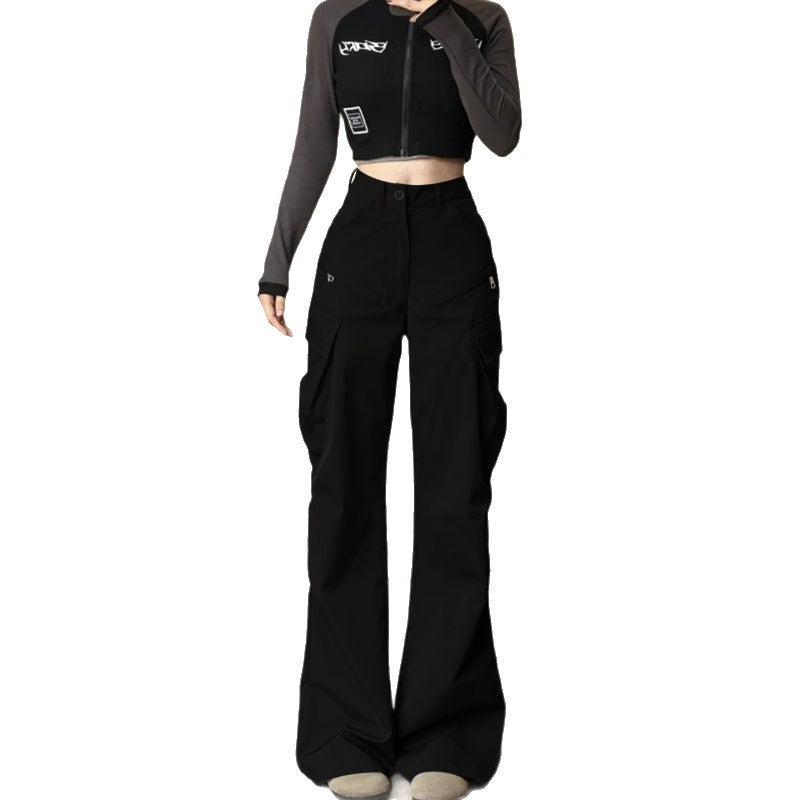 Pantalons cargo pour femmes à coupe large et poches pratiques