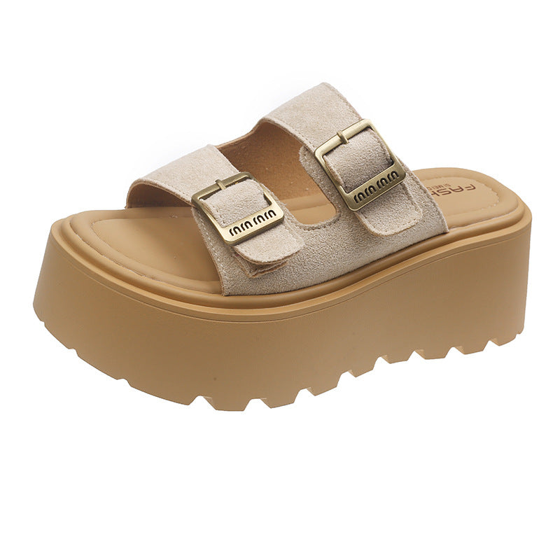 Women's platform sandals with double strap design and non-slip sole Lune London
