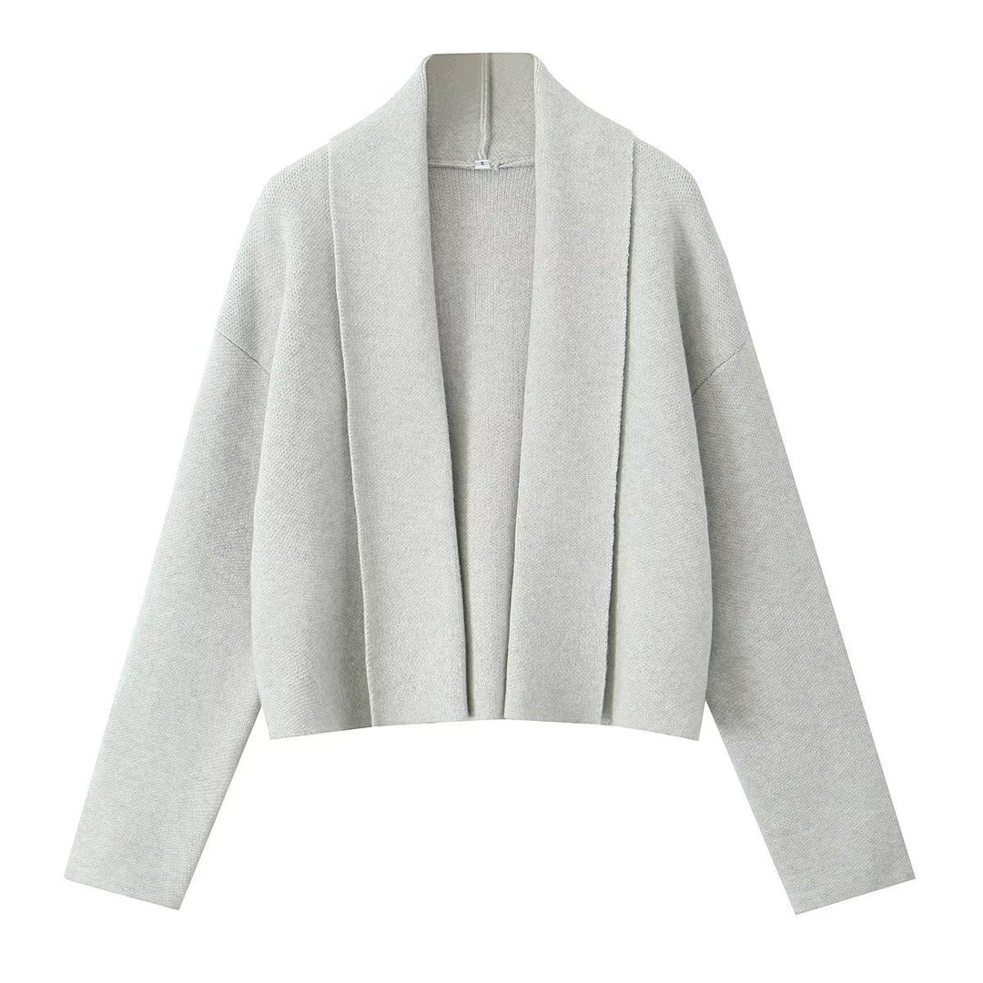 Casual knit jacket for women with an open design and a V neck Lune London