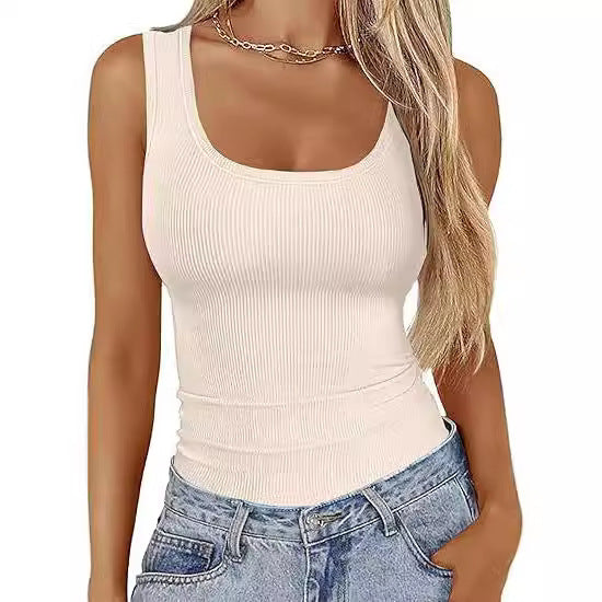 Women's figure-hugging top with wide straps and ribbed design Lune London