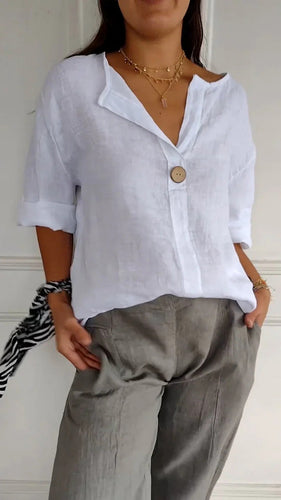 Light women's linen blouse with buttons and roll-up sleeves Lune London