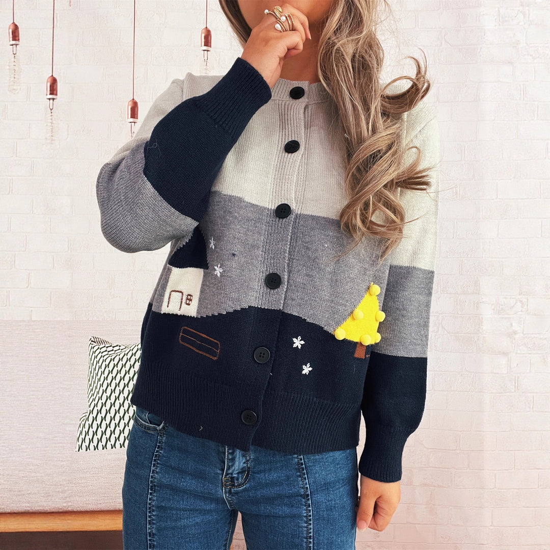 Dames cardigan ludique avec des applications créatives Chic & Stil