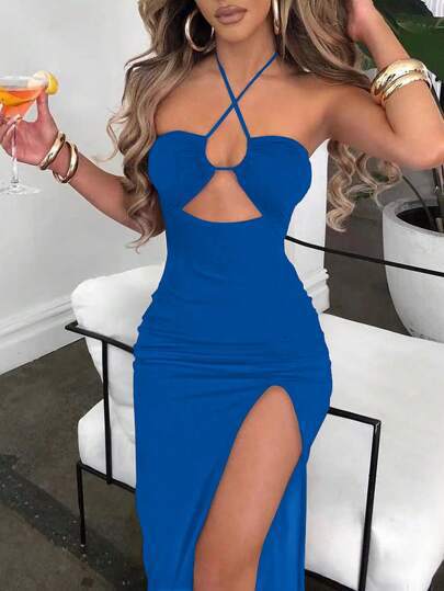 Lune London Women's maxi dress with refined cutouts and a side slit