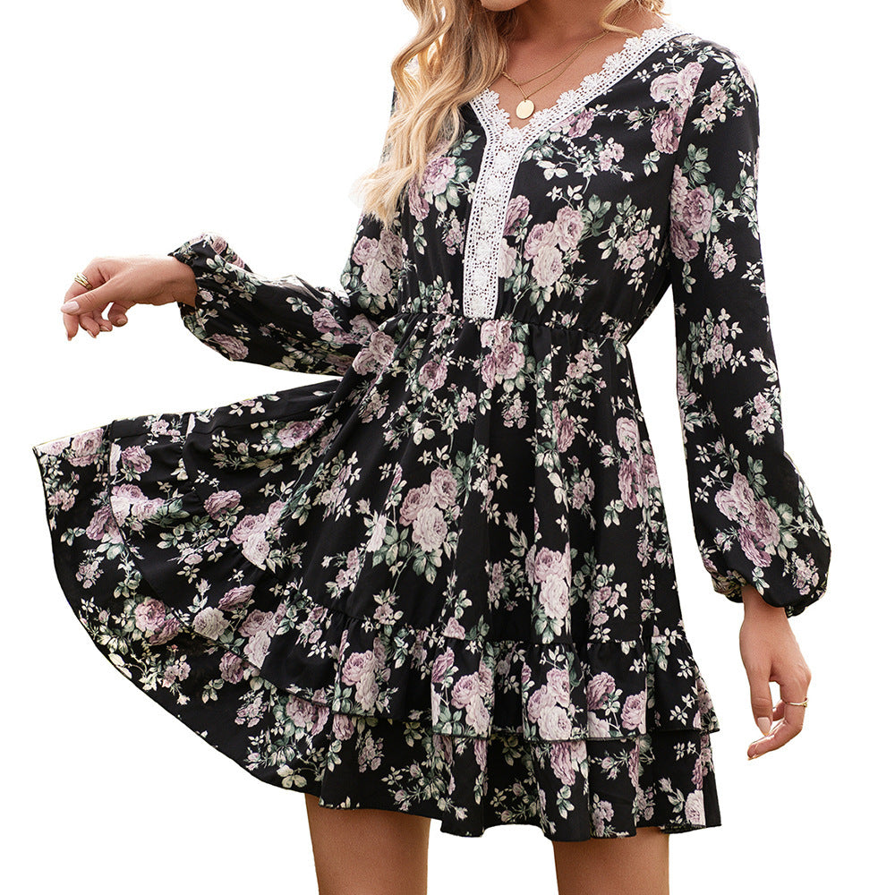 Mini dress for women with floral prints and elegant ruffle details Lune London