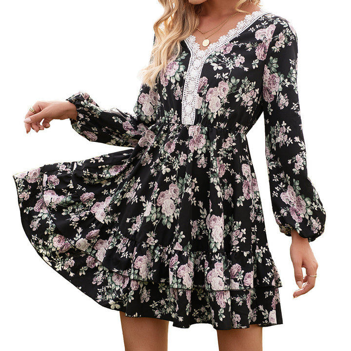 Mini dress for women with floral prints and elegant ruffle details Lune London
