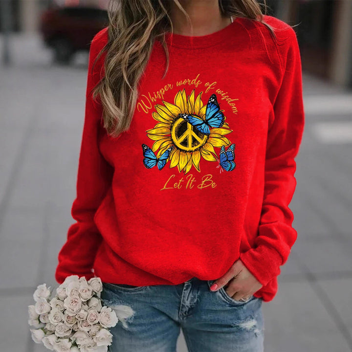 Sweat-shirt pour femmes avec design artistique de tournesol et de papillon Chic & Stil