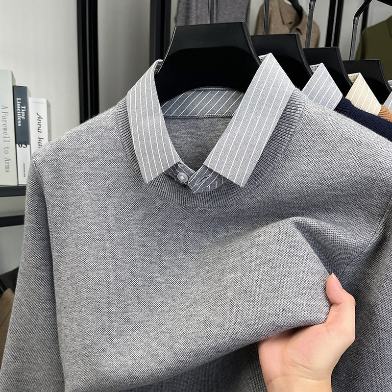 Knit sweater for women with integrated shirt collar Lune London