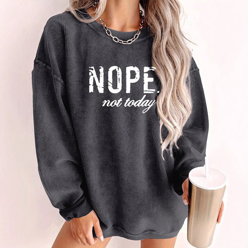 Casual sweatshirt for women with a textured fabric and a catchy slogan Lune London
