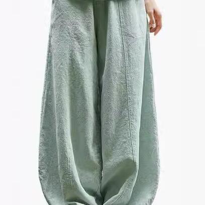 Wide linen pants for women with elastic waistband and convenient pockets Lune London