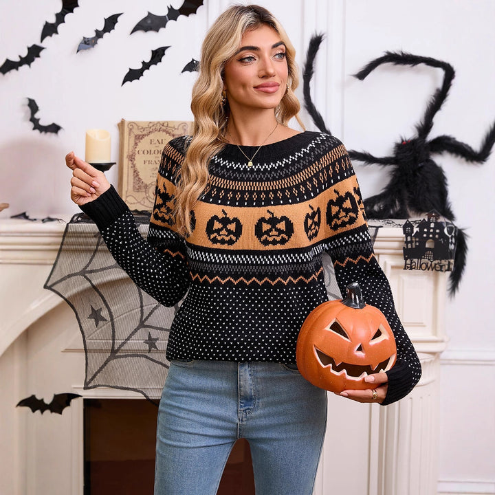 Pull en maille pour femmes avec motif Halloween et texture en fine maille Chic & Stil