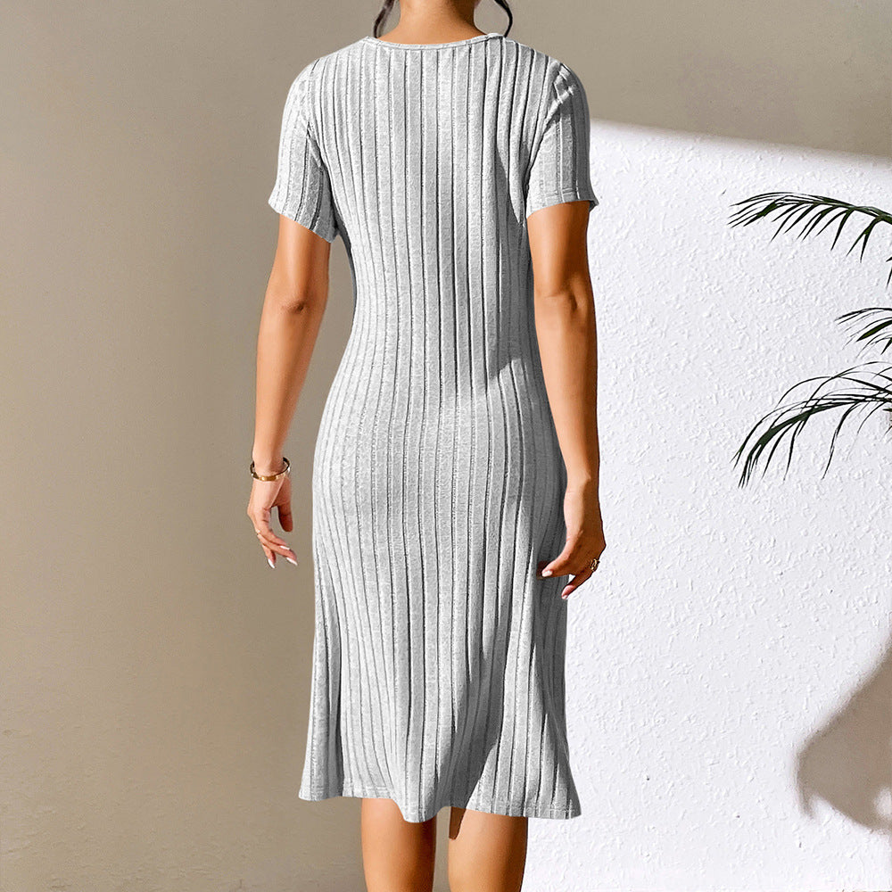 Knit dress for women with trendy neckline and elastic material Lune London