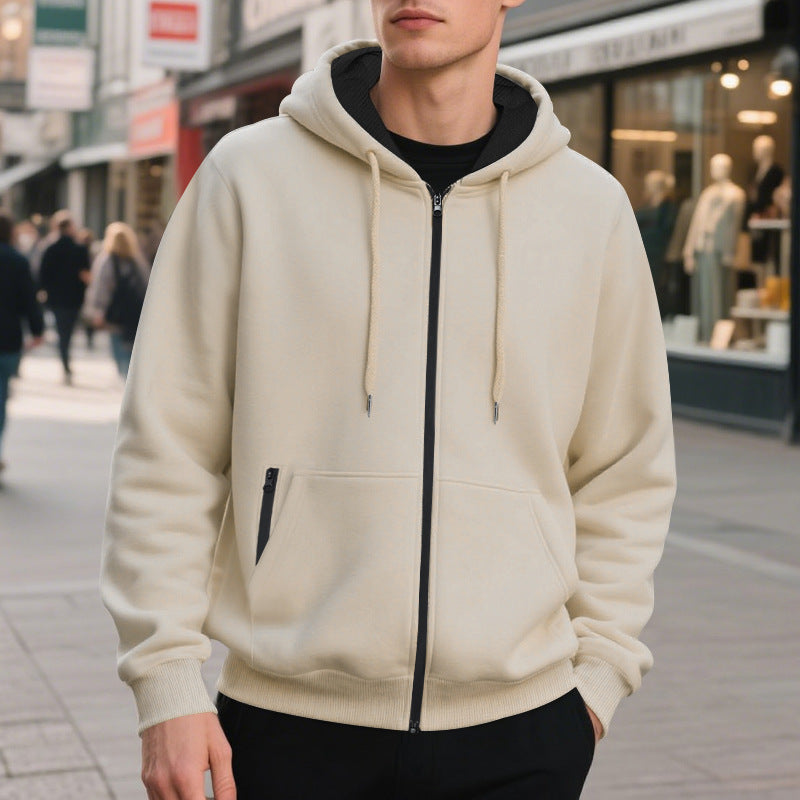 Men's zip hoodie with practical pockets and breathable fleece interior Lune London