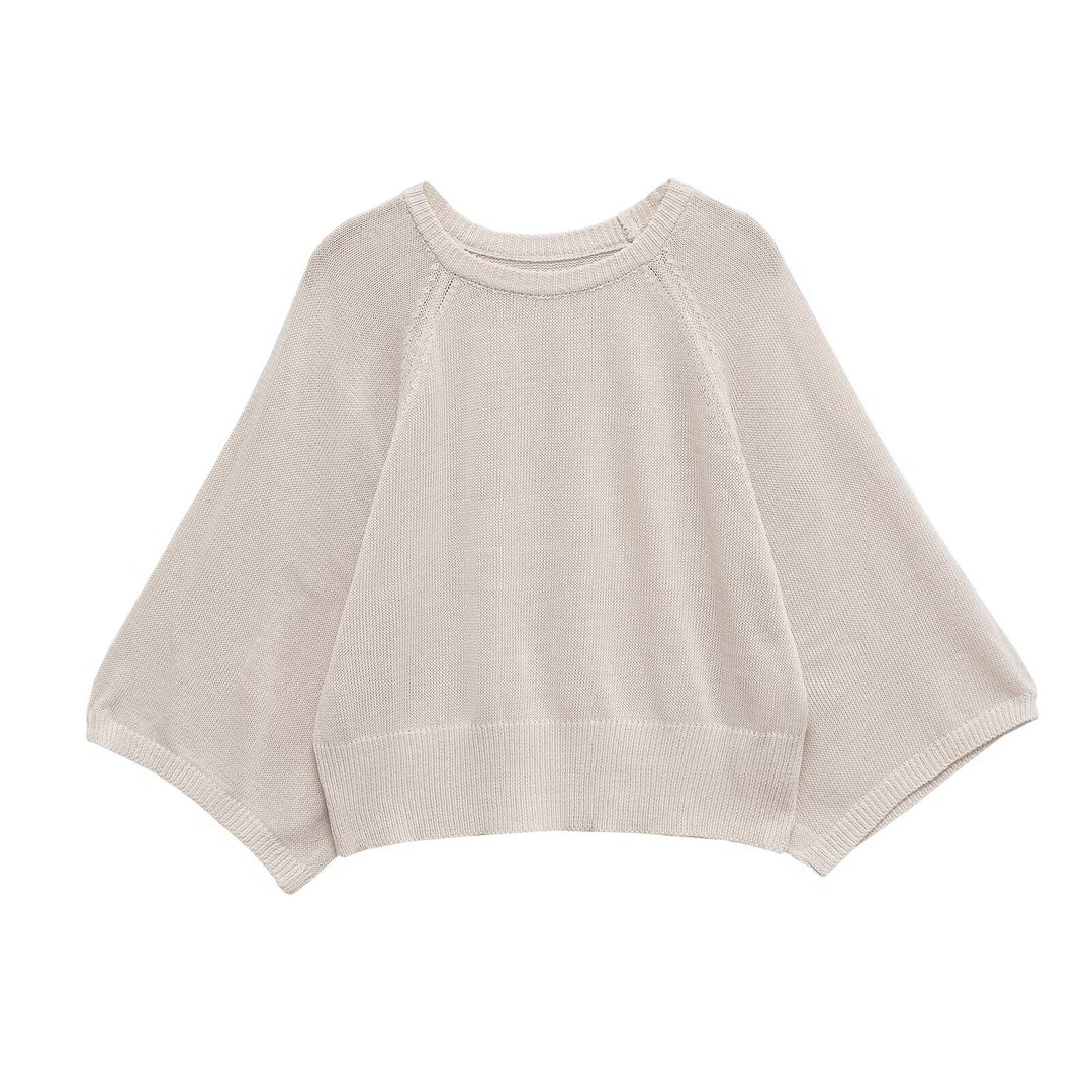 Ladies elegant knit top with loose fit and ribbed details Lune London