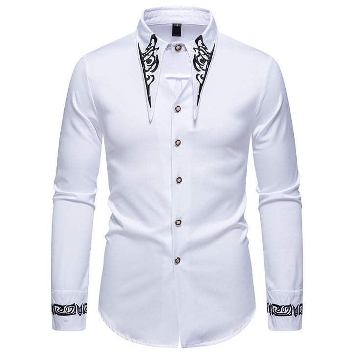 Elegant long sleeve shirt for men with an eye-catching collar pattern Lune London