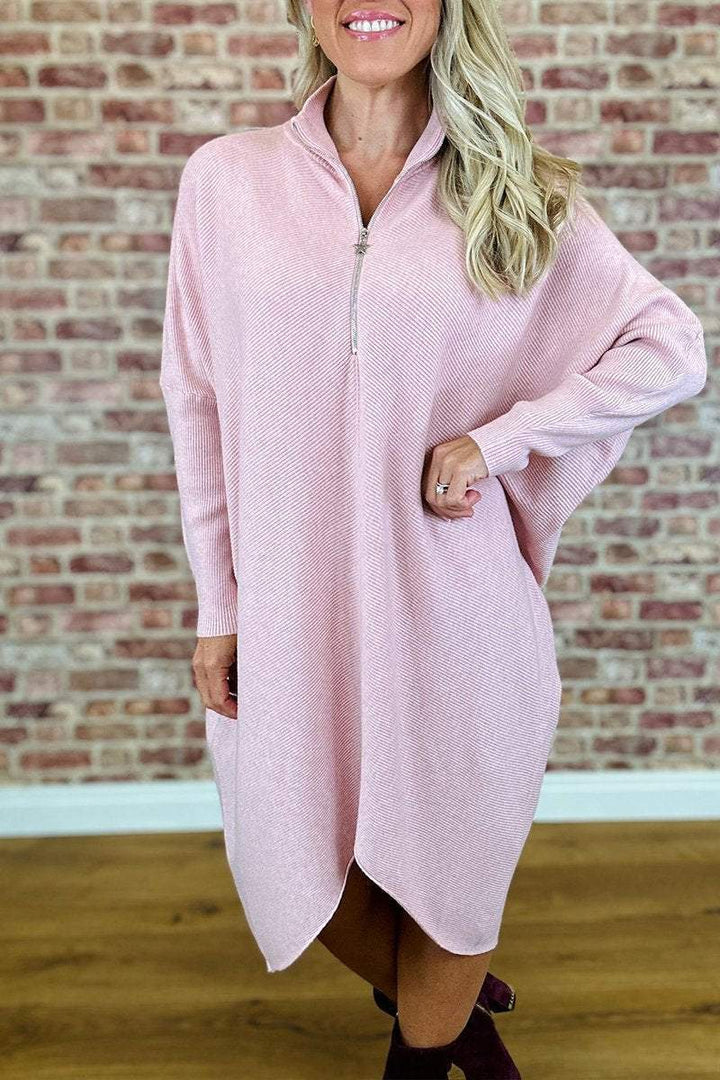 Oversized knit dress for women with zipper Lune London