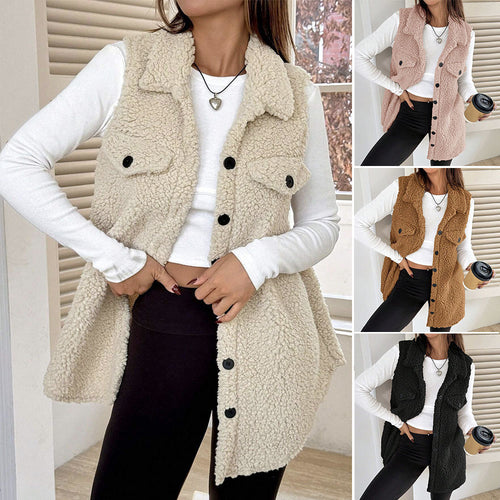 Ladies reversible vest in high-quality plush texture Lune London