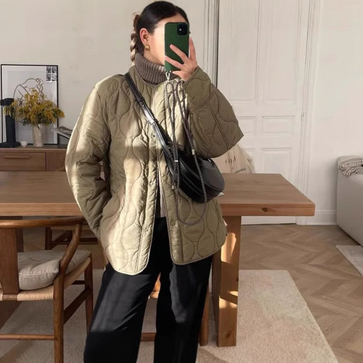 Quilted jacket for women with contemporary design and practical side pockets Lune London
