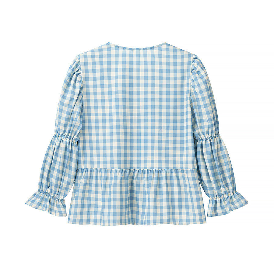 Blouses à carreaux pour femmes avec détails en volants Chic & Stil