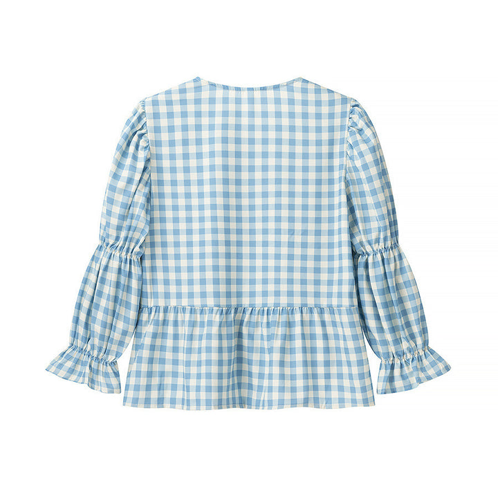 Blouses à carreaux pour femmes avec détails en volants Chic & Stil