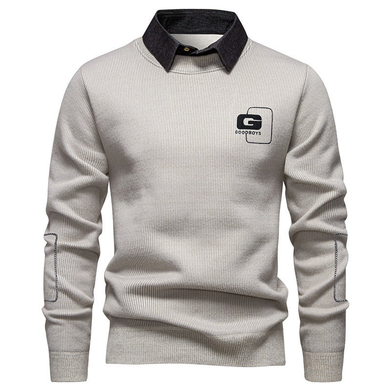 Elegant sweater for men with collar and fine knit pattern Lune London