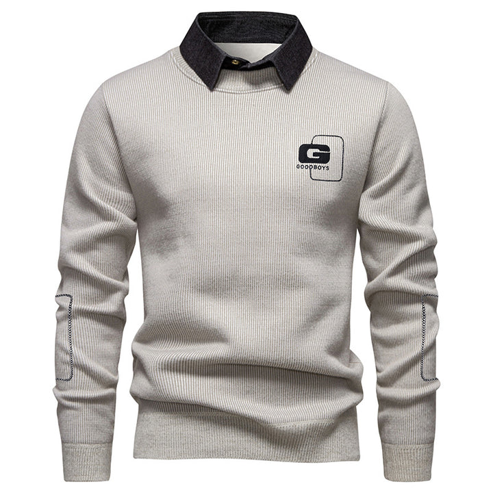 Elegant sweater for men with collar and fine knit pattern Lune London
