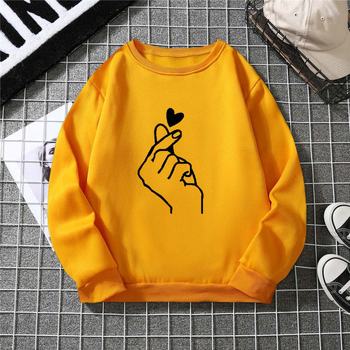 Sweatshirt pour femmes avec motif de signe de main créatif et doublure intérieure douce Chic & Stil