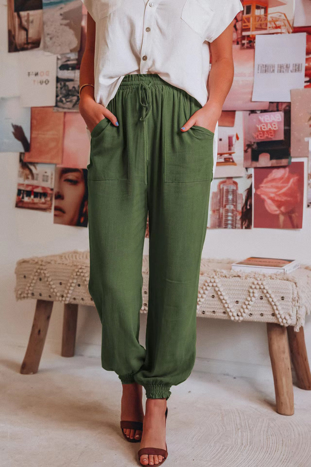 Comfortable leisure pants for women with elastic Lune London