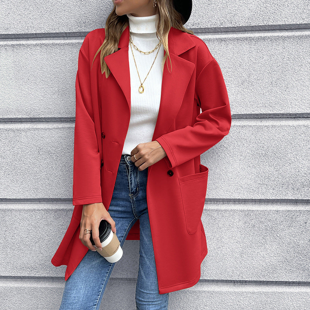 Elegant oversized blazer jacket for women with double-breasted buttons and practical pockets Lune London