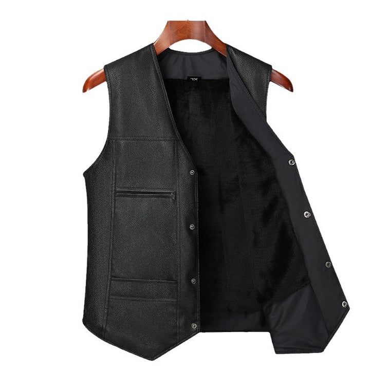 Ladies Elegant Leather Vest with Chic Pockets and Style