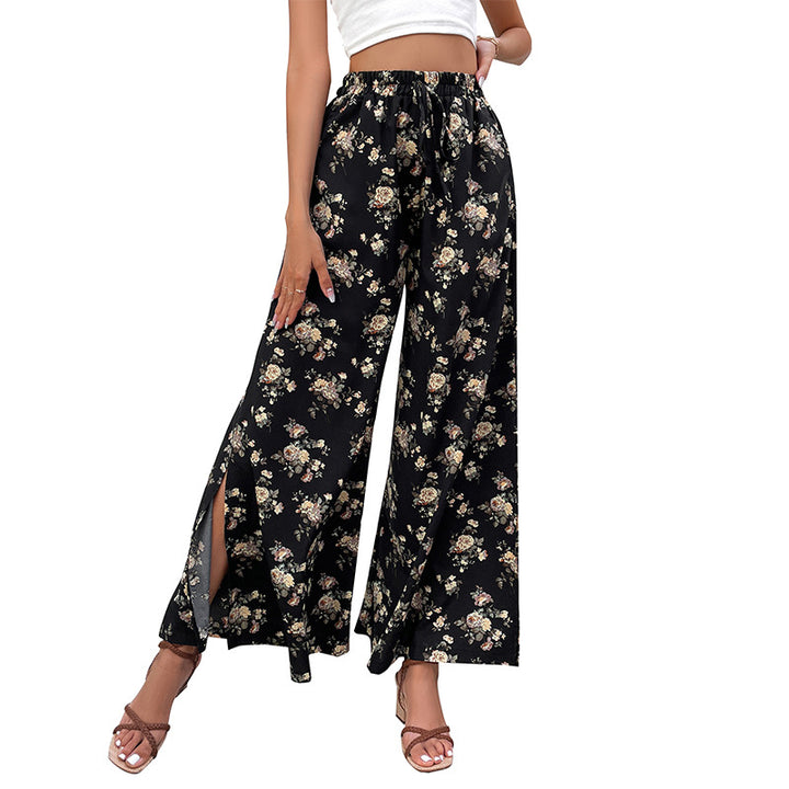 Pantalons Palazzo pour femmes avec motif floral et fentes latérales Chic & Stil