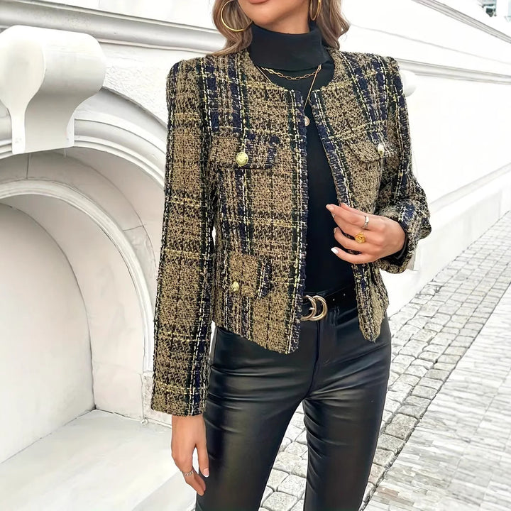 Tweed blazer jacket for women with golden buttons Lune London