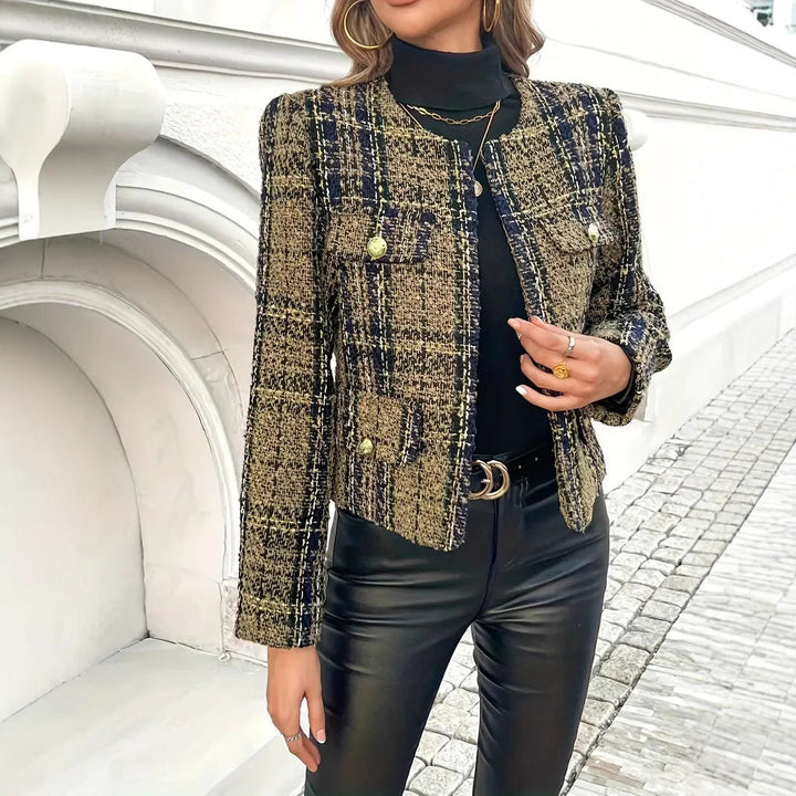 Lune London | Women's tweed blazer jacket with gold buttons