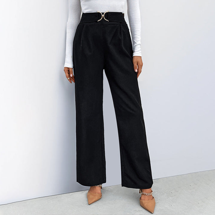 Lune London | Women Elegant High-Waist Pants with Stylish Belt Detail