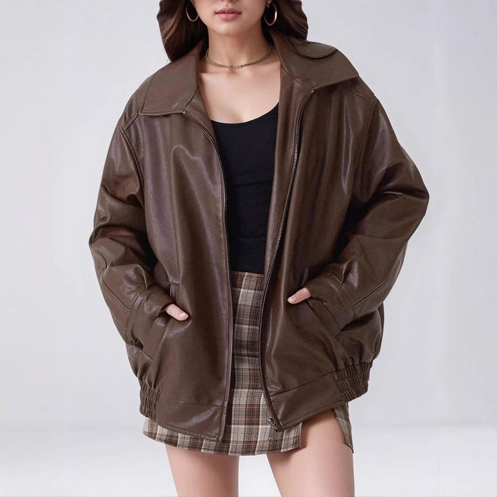 Women oversized transitional jacket with modern chic cut and style