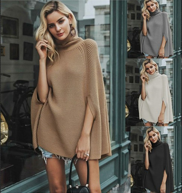 Ladies large knitted sweater with high collar and loose fit Lune London