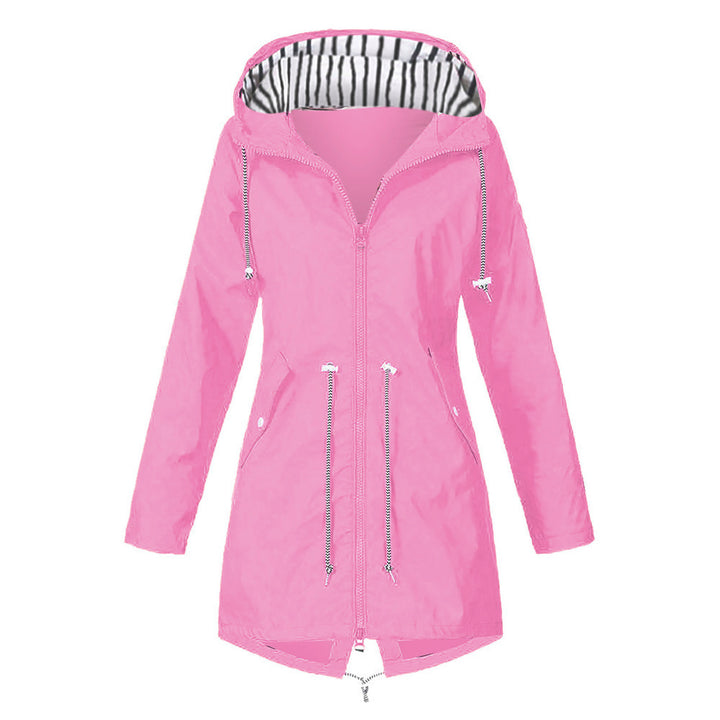 Water-resistant leisure jacket for women with adjustable hood collar and functional pockets Lune London