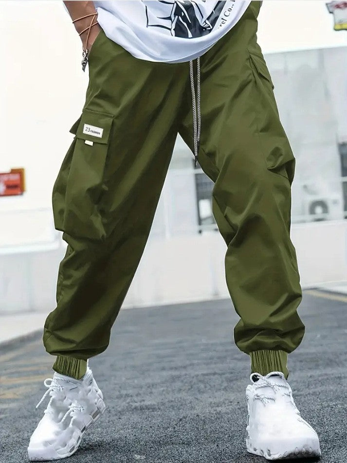 Women's Cargo Jogging Pants with Side Pockets and Elastic Cuffs Chic & Stil